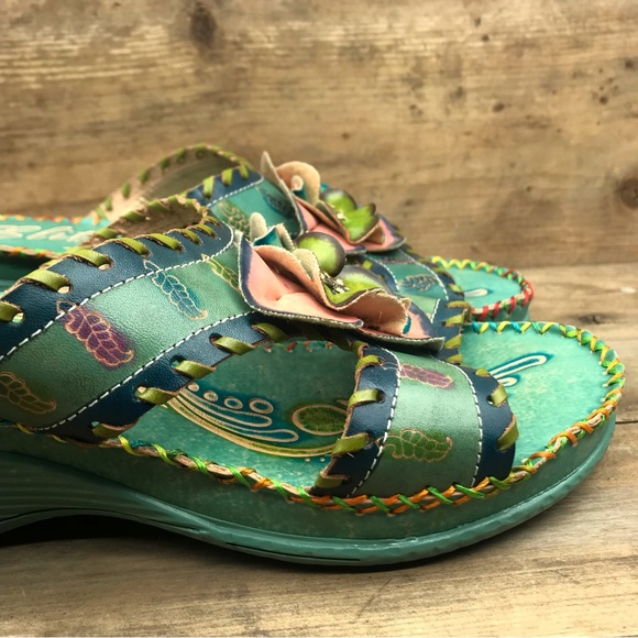 Corkys Shoes Corkys Slip On Sandal Womens Size 7 Teal Wflowers